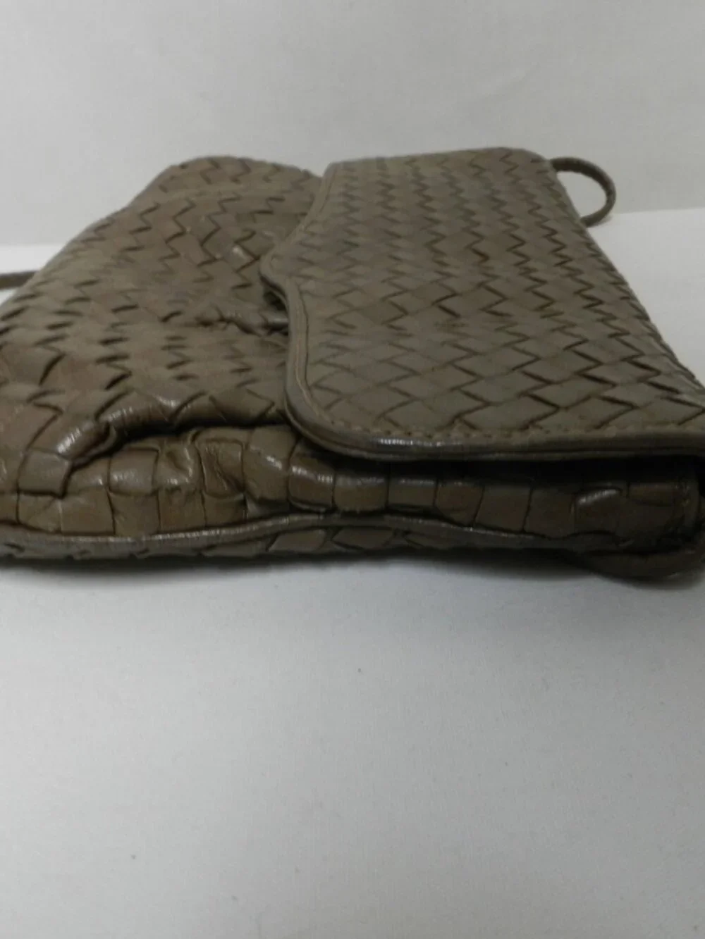 Parri Firenze Italy Vintage weave woven Soft Leather shoulder bag purse taupe